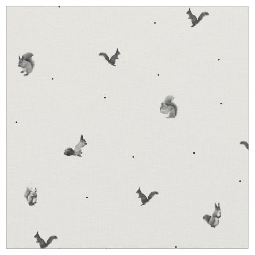 Squirrel black and white pattern fabric