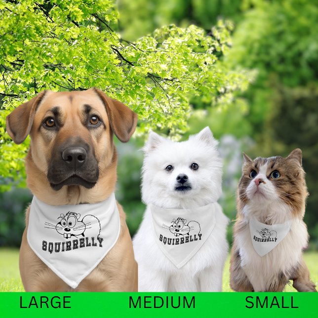 Squirrel Black Line Art Squirrelly Quote Pet Bandana Collar (Squirrel Black Line Art Squirrelly Quote Pet Bandana Collar All Sizes)