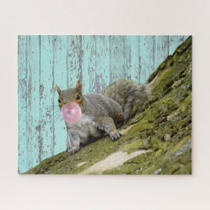 Squirrel Blowing a Bubblegum Bubble Animal Photo Jigsaw Puzzle