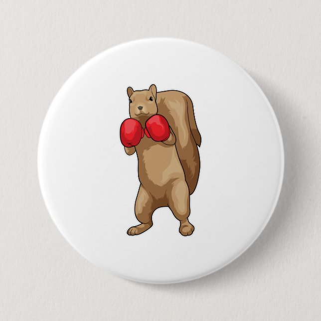 Squirrel Boxer Boxing gloves Button (Front)