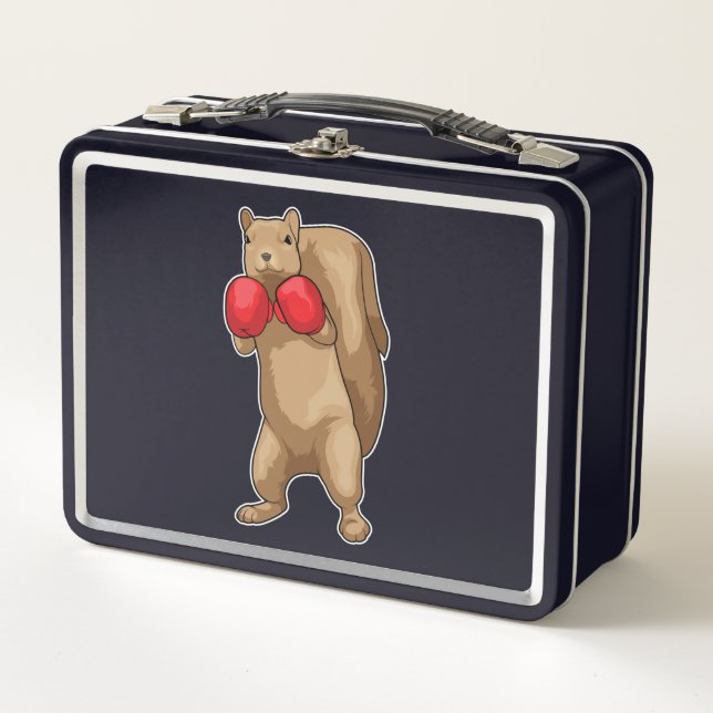 Squirrel Boxer Boxing gloves Metal Lunch Box (Front)