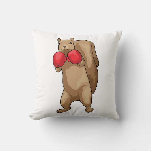 Squirrel Boxer Boxing gloves Throw Pillow (Front)