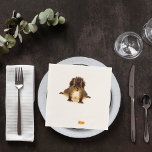 Squirrel brown white cute funny napkins<br><div class="desc">A cute nosy red squirrel with a happy and surprised face discovering a nut in the snow. The animal is looking at you. Matching paper plates:</div>