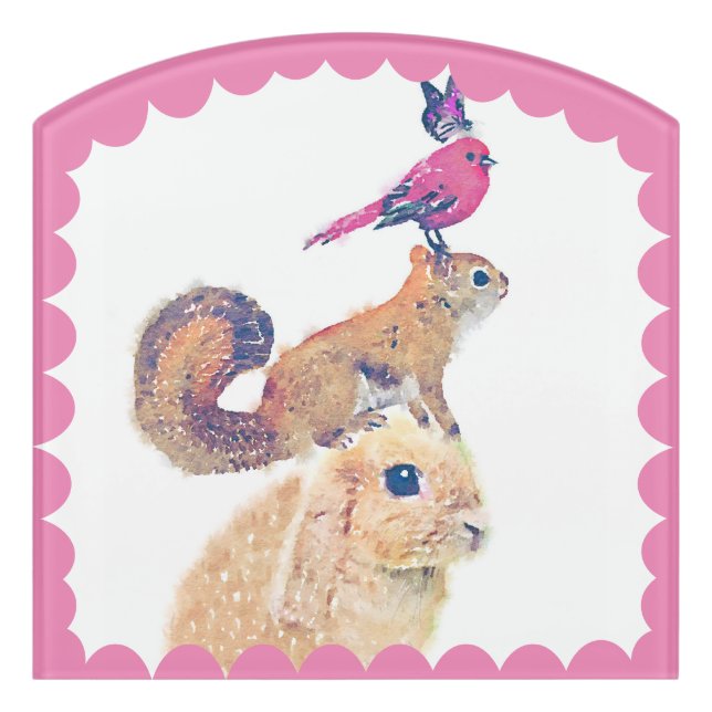 Squirrel Bunny Bird Butterfly Poster art print Door Sign (Contour Front)