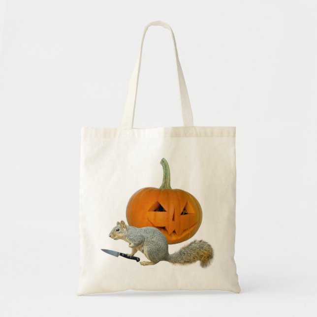 Squirrel Carving Pumpkin Tote Bag (Front)
