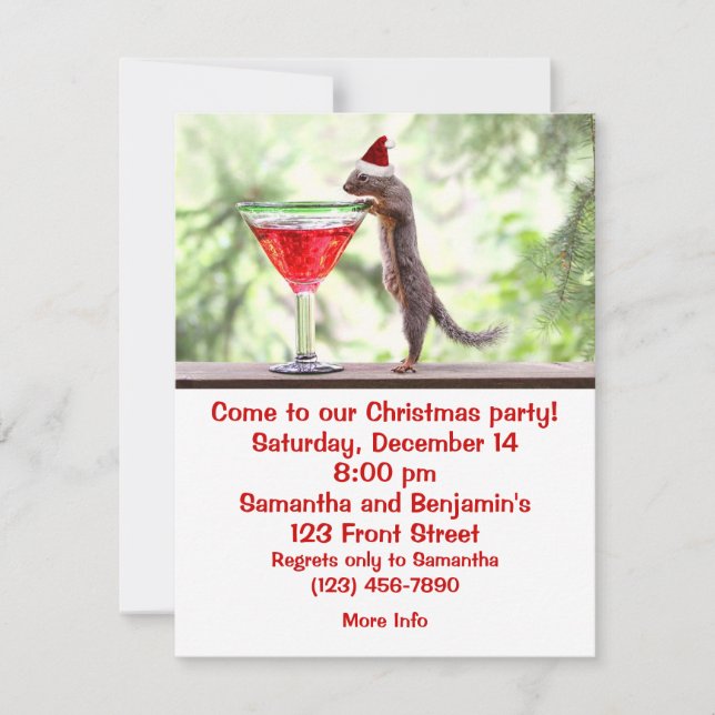 Squirrel Celebrating Christmas Invitation (Front)