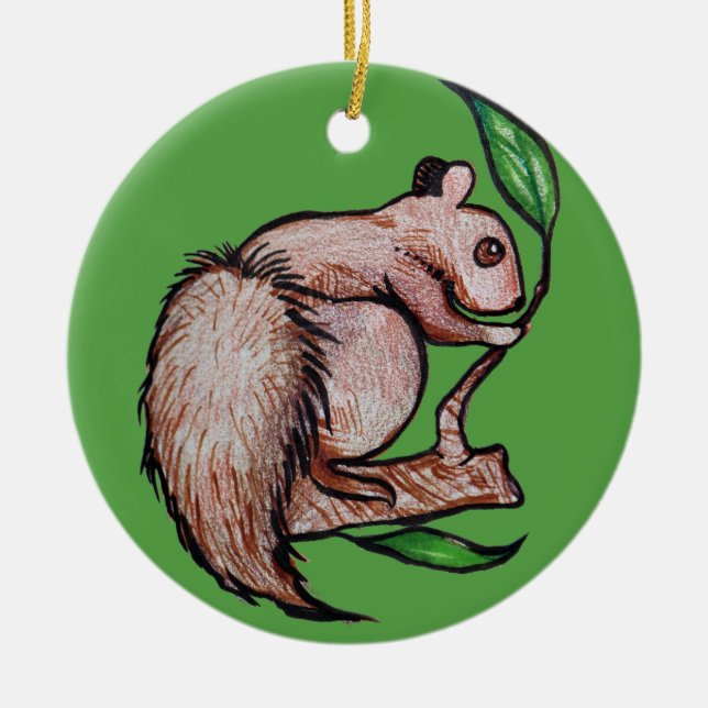 Squirrel Ceramic Ornament (Front)