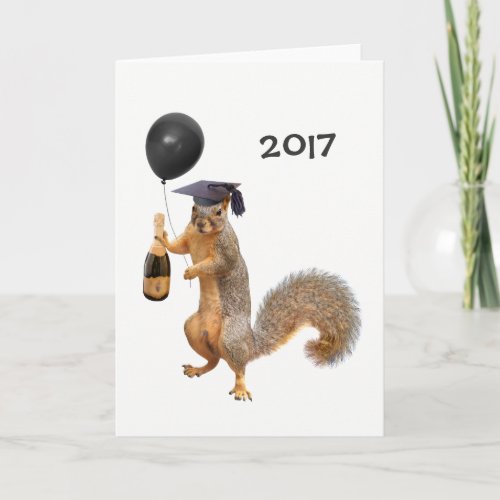 Squirrel Champagne Balloon 2017 Card