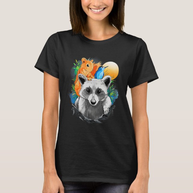 Squirrel Children's Sun Woodpecker Watercolour Rac T-Shirt (Front)