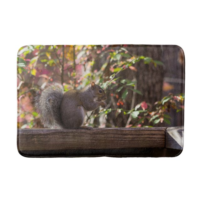 Squirrel Chow Time Bathroom Mat (Front)