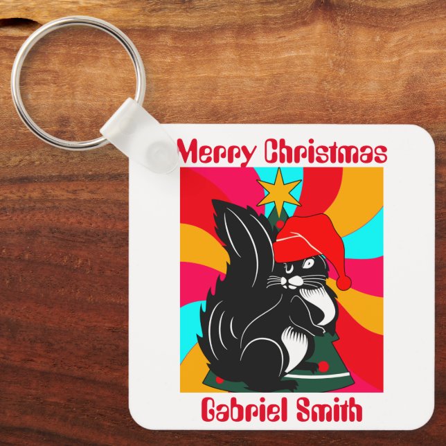 squirrel christmas gifts, personalized name keychain (Front)