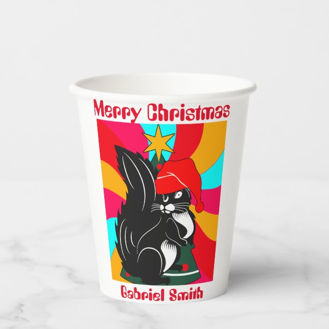 squirrel christmas gifts, personalized name  paper cups (Front)