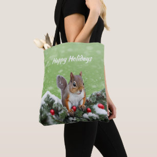 Squirrel Christmas Holidays Tote Bag