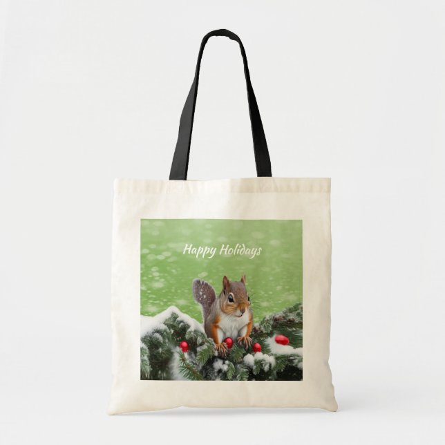 Squirrel Christmas Holidays Tote Bag (Front)