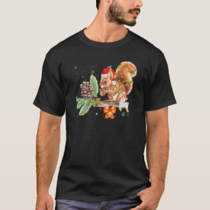 Squirrel Christmas Lights Decorations Santa Hat X T-Shirt