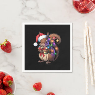 Squirrel Christmas Lights Xmas Party Family Napkins