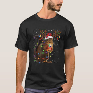 Squirrel Christmas Tee Reindeer Christmas Lights P