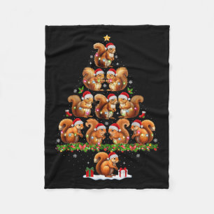 Squirrel Christmas Tree Lights Funny Xmas Family M Fleece Blanket
