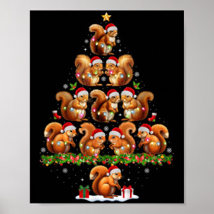 Squirrel Christmas Tree Lights Funny Xmas Family M Poster