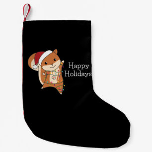 Squirrel Christmas Winter Animals Adult Cloth Face Small Christmas Stocking