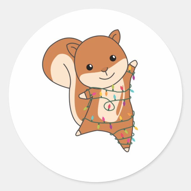 Squirrel Christmas Winter Animals Classic Round Sticker (Front)