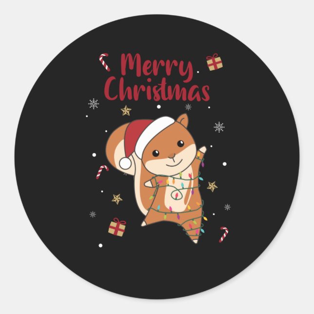 Squirrel Christmas Winter Animals Classic Round Sticker (Front)