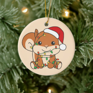 Squirrel Christmas Winter Animals Holiday Squirrel Ceramic Ornament