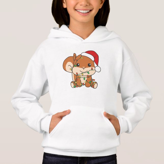 Squirrel Christmas Winter Animals Holiday Squirrel Hoodie (Front)