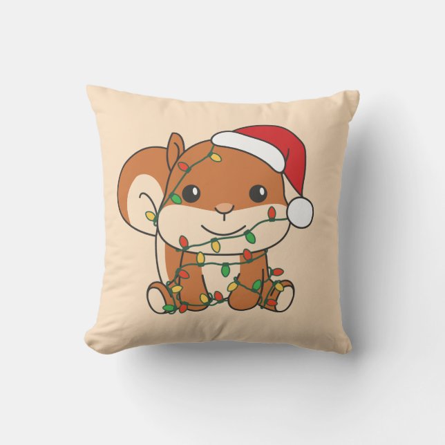 Squirrel Christmas Winter Animals Holiday Squirrel Throw Pillow (Front)