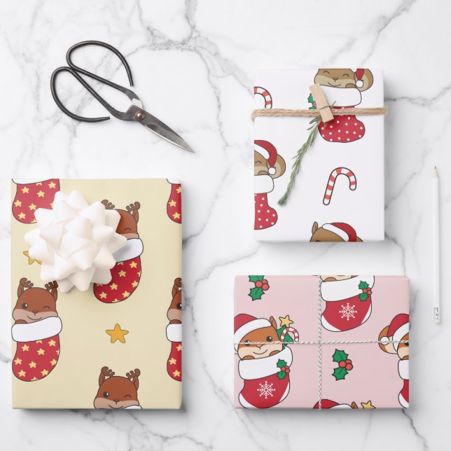 Squirrel Christmas Winter Animals Holiday Squirrel Wrapping Paper Sheets (Front)