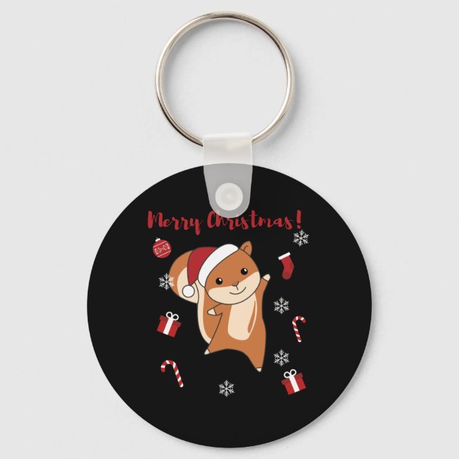 Squirrel Christmas Winter Animals Keychain (Front)