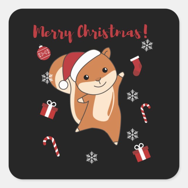 Squirrel Christmas Winter Animals Square Sticker (Front)