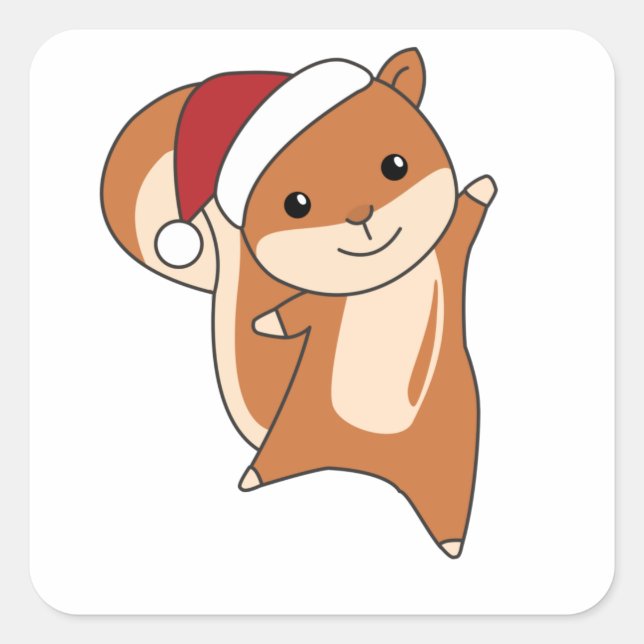 Squirrel Christmas Winter Animals Square Sticker (Front)