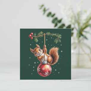 Squirrel Christmas Winter Snowflake Winter Holiday Card