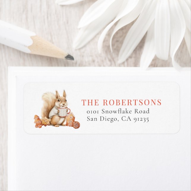 Squirrel Cocoa & Cookies Winter Holiday Address Label (Insitu)