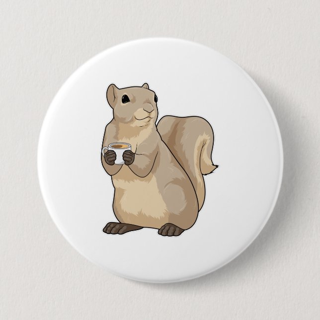 Squirrel Coffee Cup Button (Front)