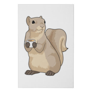 Squirrel Coffee Cup Faux Canvas Print