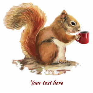 Squirrel Coffee Humor Animal Watercolor message Cutout