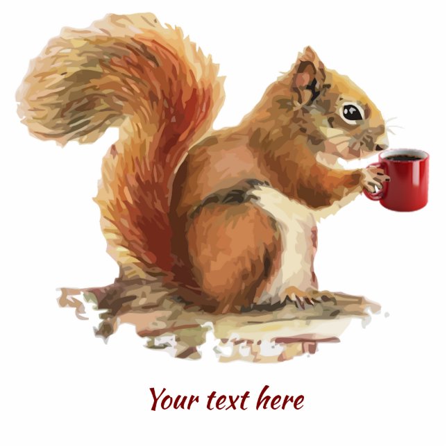 Squirrel Coffee Humor Animal Watercolor message Cutout (Front)