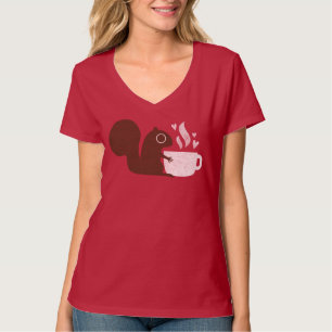 Squirrel Coffee Lover Cute Woodland Animal T-Shirt