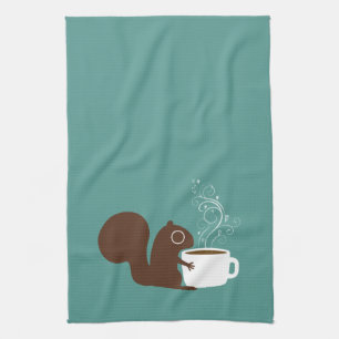 Squirrel Coffee Lover Fun Animal Lover's Kitchen Towel