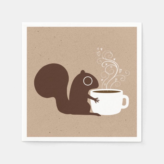 Squirrel Coffee Lover | Fun Animal Lover's Paper Napkins (Front)