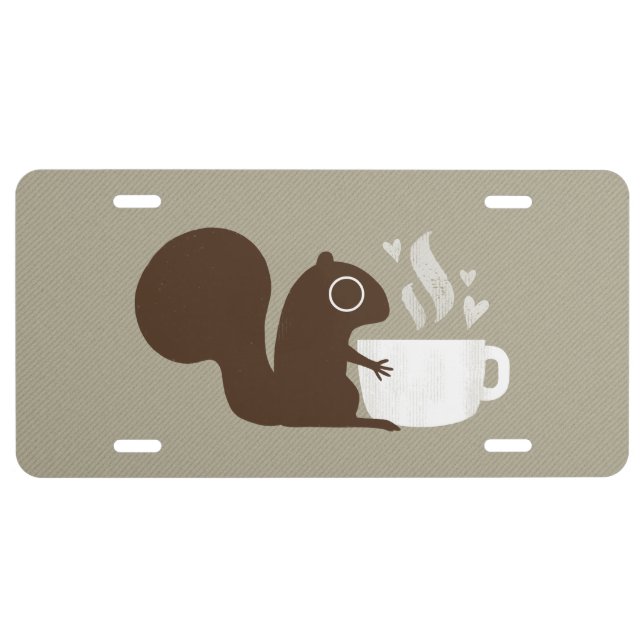 Squirrel Coffee Lover License Plate (Front)