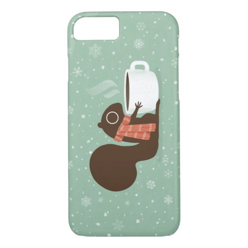 Squirrel Coffee Lover with Snowflakes Cozy Winter iPhone 87 Case