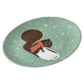Squirrel Coffee Lover Woodland Winter Holiday Porcelain Plate (Side)