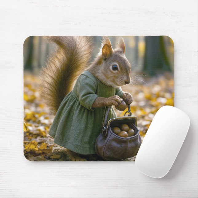 Squirrel Collection Nuts In Her Purse Mouse Pad (With Mouse)