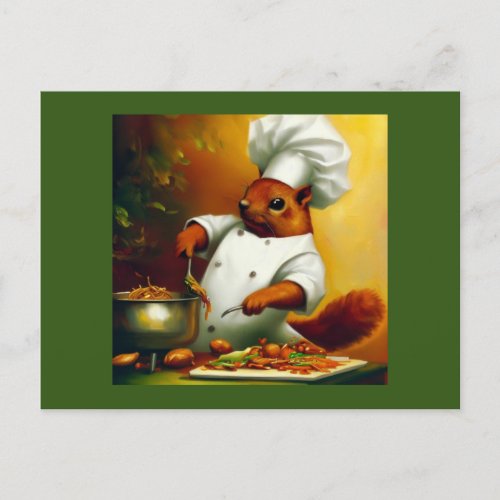 Squirrel Cooking Stir Fry Postcard