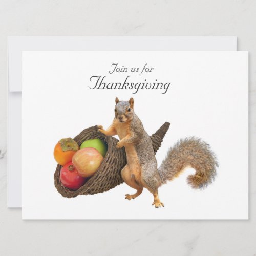 Squirrel Cornucopia Thanksgiving Invitation