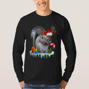 Squirrel Costume Santa Lights Hat Snowman Christma T-Shirt