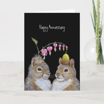 Squirrel Couple Anniversary Card by vickisawyer at Zazzle